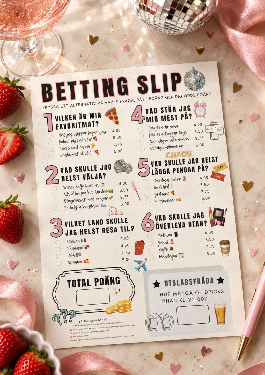 🎲 PartyGame - Betting Slip