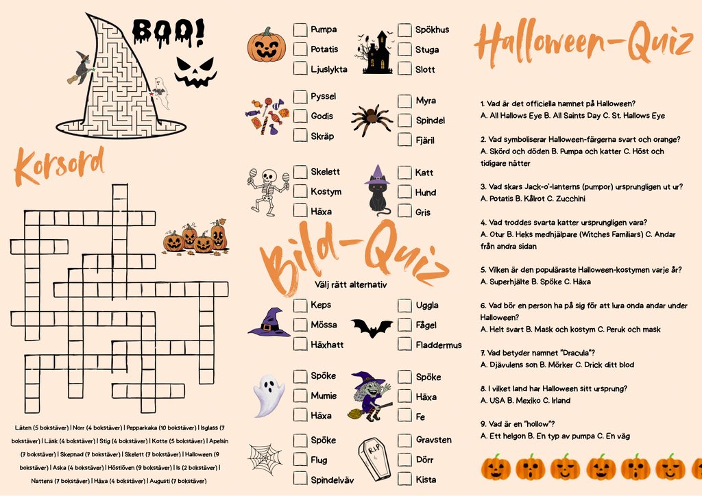 🎃 Halloween Quiz För barn